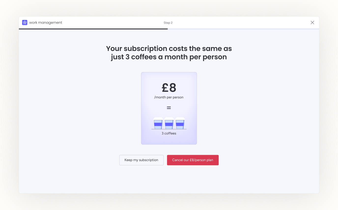 The price-to-coffee comparison screen that tested well but was pulled